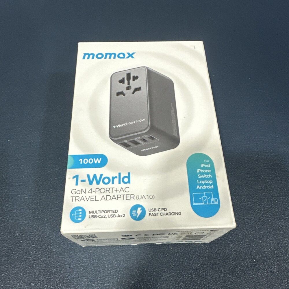 MOMAX Universal Travel Adapter 100W Fast GaN International Power Adapter. NEW